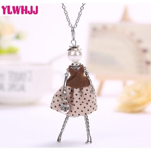 YLWHJJ brand new women lovely beige dress doll long pendant hot girls fairy handmade maxi fashion statement jewelry necklace