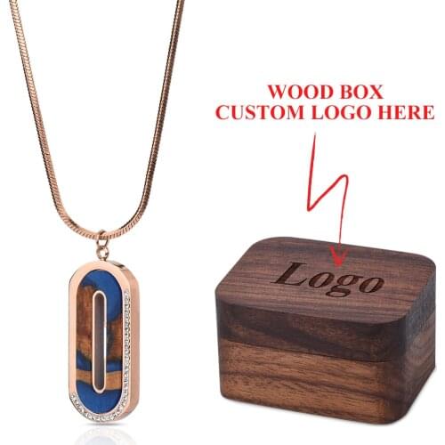 Customized Necklace Charm Fashion Personalized Resin Pendants Chain Necklace Lady Jewelry Kolye Colar Christmas Gift Wooden Box