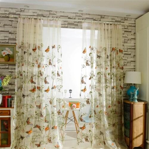 Embroidered Butterfly Voile Curtains for Living Room Bedroom Tulle For Windows Curtain for Kids ChildrenRoom cortinas dormitorio