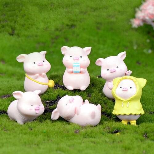 1/2/6PCS Succulent Jewelry Yellow Raincoat Piggy Back Bag Plastic Animal Figurines Miniature Fairy Garden Decoration