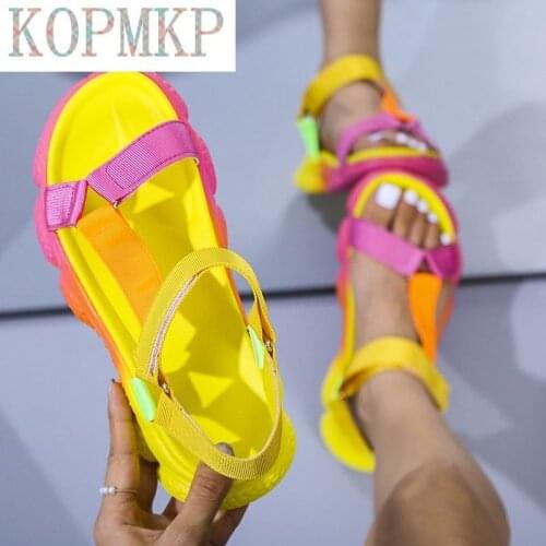 2021 Ins Hot Sale Multi Colors Casual Shoes Woman Flat Dropship Comfortable Sandals Female Light Sandalias De Mujer 5 Colours