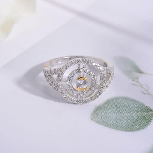 TGNEL 100% S925 Sterling Silver Rings for Women Hollow Round with Small Cubic Zircon Alliance Wedding Engagement Acessories
