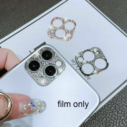 1PC Glitter Rhinestone Camera Lens Protector Film For iPhone Shiny Alloy 12promax Lens 12pro Cover Protecte 12mini Ring 12 Q7C7
