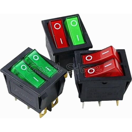 1PCS KCD8 6PIN 16A 250V 20A 125V Double Light Switch Rocker Switch Waterproof ON-OFF KCD6 Boat Power Switch