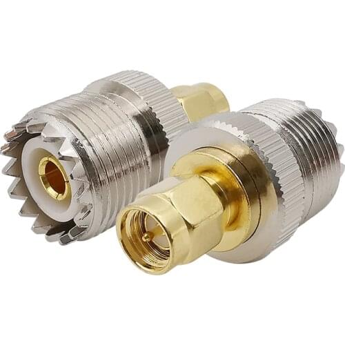 1Pcs RF Coax Straight SMA Male Jack to UHF SO-239 SO239 Female Plug Adapter Connect PL-259 Connector for Antennas Radios Wi-Fi