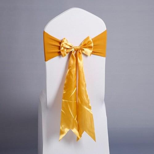 10Pcs Wedding Satin Chair Sashes Chair Knot Cover Bands Bow Tie Party Chair Sashes Elastic Chair Sashes Band Ribbon Decoration