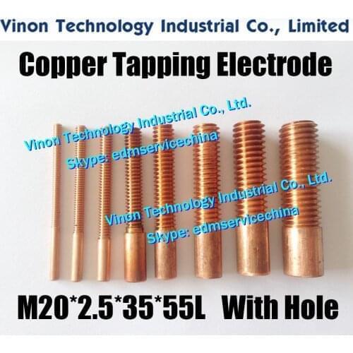 10pc/lot) M20x2.5x35x55mm Copper Orbital Tapping Electrode for EDM spark, tapping electrode copper M20 with hole