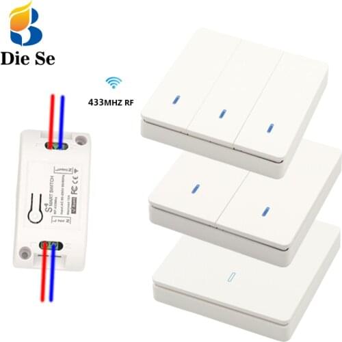 433Mhz Push Button Lighting Wall Switch inteligente interrupter Controller 1/2/3 gang AC110V 220V Receiver Blocker, Ceiling Lamp