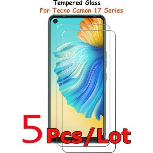 5Pcs/Lot On The For Tecno Camon 17 Pro Premier Tempered Glass Screen Protector Protective Film Guard Saver Shield Protection HD