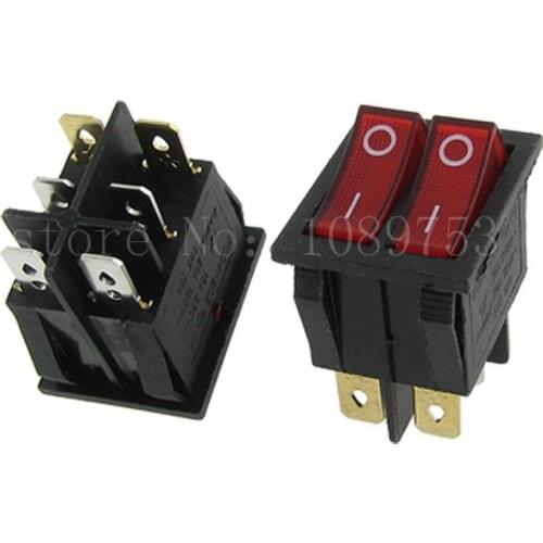 5pcs x Red Light Illuminated Double SPST ONOFF Snap IN Boat Rocker Switch 6 Pin