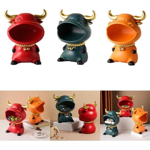 Abstract Bull Statue Storage Candy Glasses Jewelry Home Desktop Decor