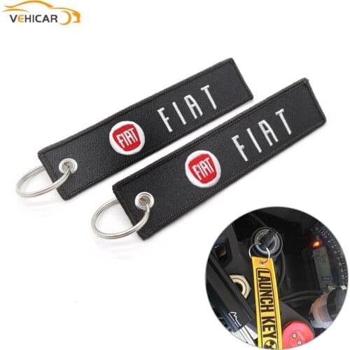 VEHICAR Car Keychain Backpack Embroidery Nylon Key Holder For Fiat Fashion Tags Auto Motorcycle Styling Accessories