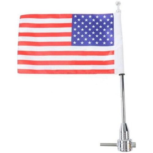 Luggage Rack Vertical Flag Pole & USA Flag For Harley Sportster 1200 883 Road King Rocker Softail Iron 883