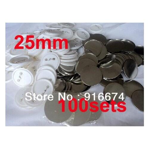 Free shipping Discount 1" 25mm 100 Sets Professional Badge Button Maker Pin Back Pinback Button Supply Materials