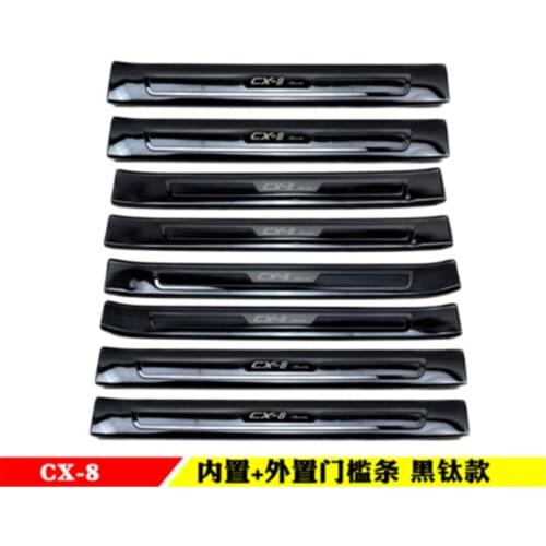 Free shipping for Mazda cx-8 CX8 2018 2019 stainless steel Rear Bumper Car door cover inside and outside door sill plate