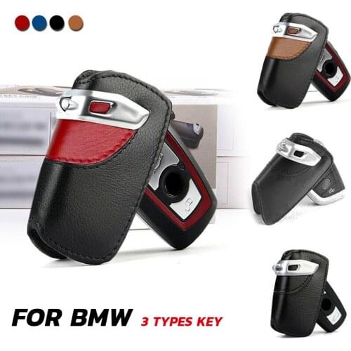 Genuine Leather Car Key Case Cover Holder For BMW E70 E71 E90 F10 F34 F30 X1 X3 X4 X5 X6 1 2 3 4 5 6 7 Series Stying Accessories