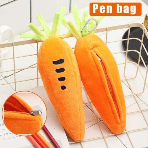 Carrot Pencil Case High-Capacity Pencil Case for Middle School Students Cute Plush Pencil Case Pencil Cases Bags H-best