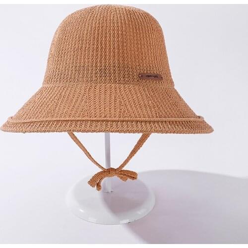 COKK Bucket Hat Women Outdoor Sunscreen Fisherman Cap Windproof Breathable Big Brim Solid Color Korean 2021 New