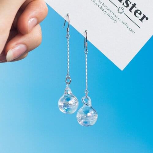 Colusiwei 925 Sterling Silver Glass Dangle Earrings with Flow Water Fashion Drop Earring for Women Brincos 2020 New Bijoux
