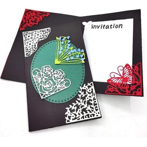 Corner Flower Envelope Decoration Carbon Steel Cutting Dies DIY Scrapbooking Photo Album Embossing Paper Cards Making