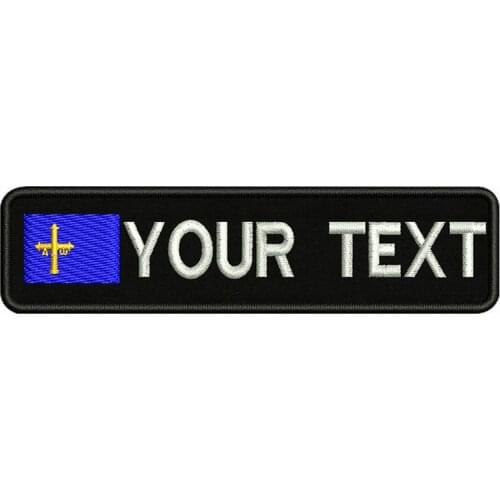 Flag of Asturias 10X2.5cm Embroidery Custom Name Text Patch Stripes badge Iron On Or Velcro Backing Patches For Clothes