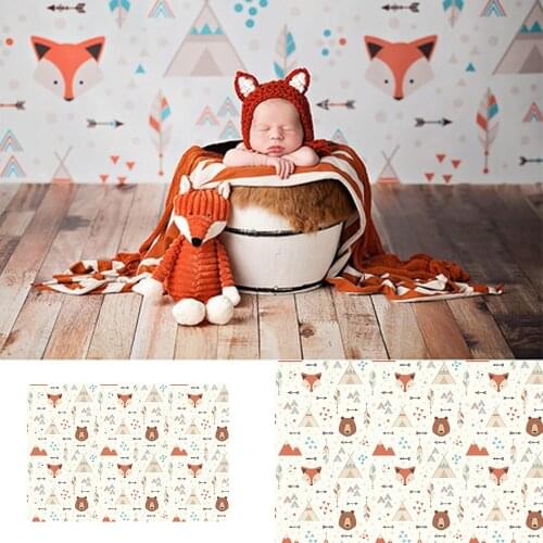 Wild Jungle Themed Newborn Animals Birthday Artistic Photos Backdrop Repeat Fox Bear Portrait Background Photoshoot Photocall