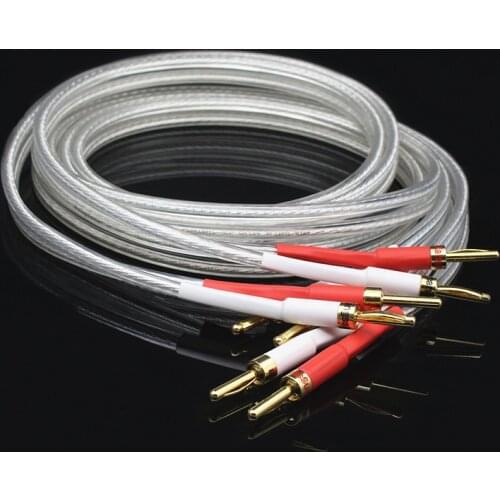 Hifi 6N OFC Hifi Speaker Cable Hi-end Speaker Wire for Amplifier and CD with Banana Plugs 2 to 2