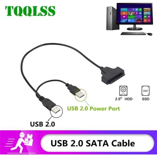 USBTOSATA USB 2.0 to 2.5 inch hard drive 7 + 15 pin SATA hard drive cable adapter for SATA SSD and HDD adapter USB2.0 power supp