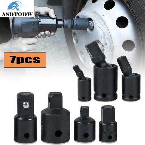 7-Pack U-Joint Impact Socket Adapter & Reducer Set - 1/4 Inch, 3/8 Inch, and 1/2 Inch Drive U-Joints - 2 Adapters - 2 Reducers