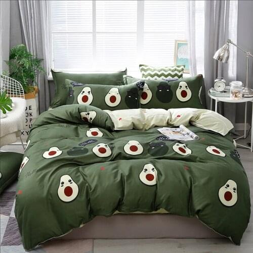 Hot Fruit Avocado Green Modern Comforter Bedding Set Cartoon Luxury Fashion King Queen Twin Size Bed Linen Duvet Cover Set Gift