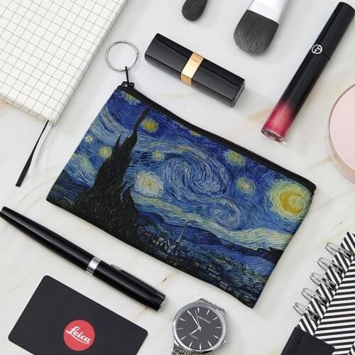 New 1pcs Mini Vintage Oil Painting Coin Purse Women Girls Fashion Printed Wallet Lipstick coin Portable Money Purse Pocket Bag