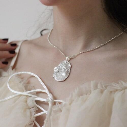 Fish Flower 999 Sterling Silver Chakra Pendant Necklace Women Vintage Charm Necklaces Pendants Handmade Luxury Jewelry Trendy