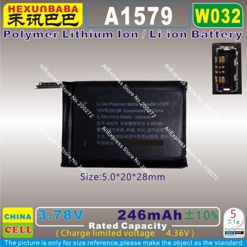 [W032] 3.78V 246mAh / 0.93Wh [A1579] Li-ion polymer battery for APPLE - I - WATCH 1 (42) SMART WATCH 1ICP5/20/28