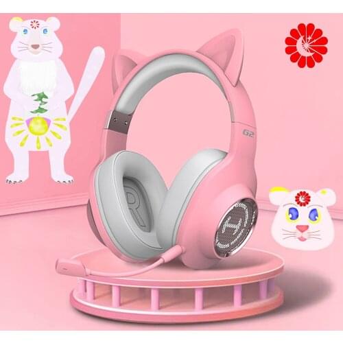 Pink girl cute wired USB7.1 headset gaming headset with MIC for game PC laptop