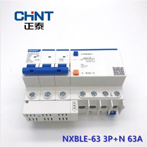 CHNT Miniature Leakage Circuit Breaker DZ47LE NXBLE-63 Type C 3P+N 40A 50A 63A Household Air Switch CHINT RCBO