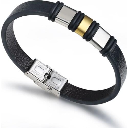 Fashion Men Women Bracelet Jewelry Steel Gold Color Charms Beads Silicone Circle Spacer Making Jewelry Gift Male Female