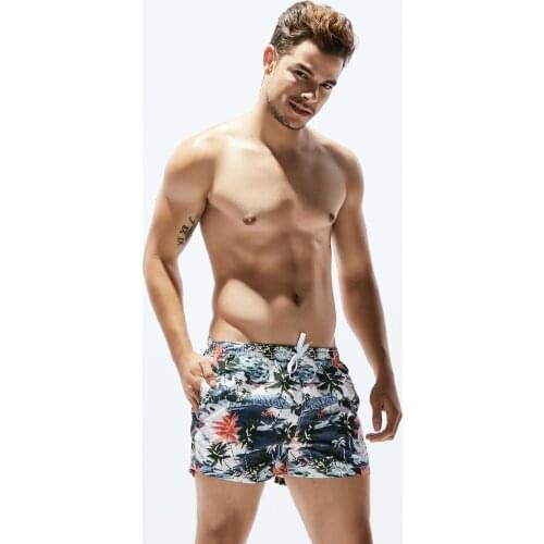Men swimming shorts coconut printed quick dry beach shorts polyester surfing shorts summer tropical volley bathing suits