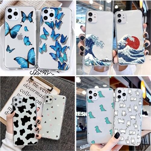Soft TPU Phone Case For iPhone 12 Pro mini XR XS Max X 7 8 6 6S Plus SE 2020 Cover For iPhone 11 Pro Butterfly Shell Fundas Bags