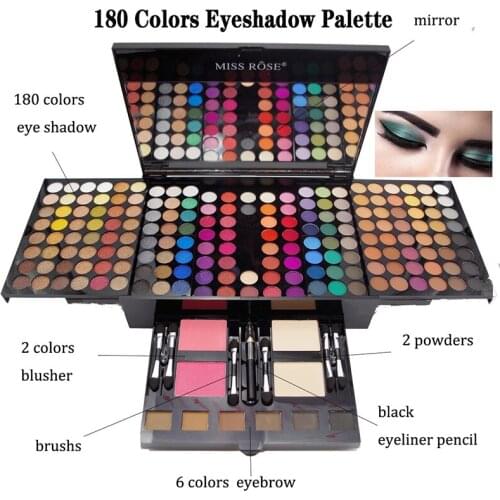 Makeup Set Matte Shimmer Blush Powder 180 Colors Eyeshadow Palette Matte Shimmer Highlight foundation Eye Shadow Long Lasting