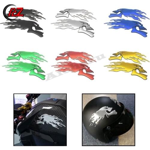 ACZ Motorcycle Truck Helmet Tank Pad Flame Decals 3D Chrome Ghost Skull Head for Haley Honda Yamaha Kawasaki Suzuki