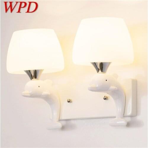 WPD Wall Lights Modern LED Lamps Creative Cartoon Indoor White Dolphin For Home Children Bedroom