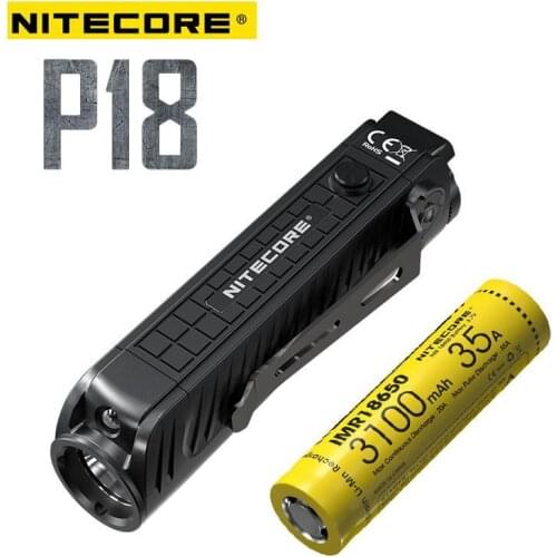 Nitecore P18 Unibody Die-case Futuristic CREE XHP35 HD LED 1800 Lumens with Auxiliary Red Light Tactical Flashlight