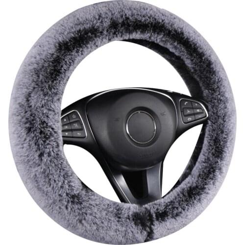 New Long Plush Warm Winter Autumn Car Grip Cover Suitable for 37-38CM/14.5"-15" Size Steering Wheel Cover Wrap Protector Auto
