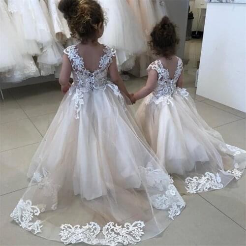 Flower Girl Dresses Fluffy Tulle Beading Butterfly Applique Pageant Party Gown For Girls First Holy Communion Prom Dresses