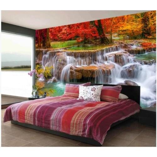 Custom photo wallpapers for walls 3 d murals wallpaper beautiful forest mural waterfall TV background wall papers home decor