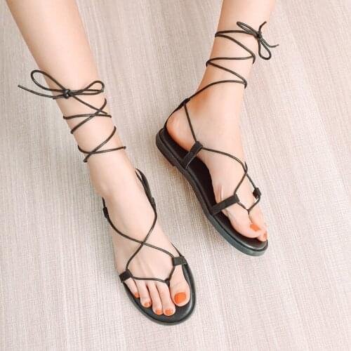 Cross-tied sandals woman low heels shoes female cross band sandalias open toe flats gladiator sandals women all-match shoes roma
