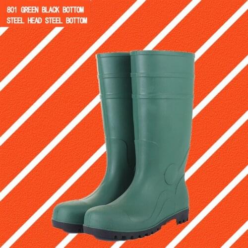 PRO SAFETY Green Steel Head Safety Boots Wholesale Agricultural Rain Boots PVC Mens Shoes Long work Boots Rain shoes