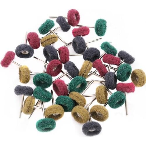 Mini 3mm Handle Brush Scouring Pad Abrasive Wheel Nylon Fiber Grinding Sanding Head Buffing Polishing Wheel 25mm for Dremel