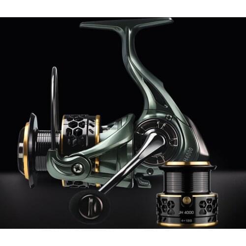 LINNHUE 2020 NEW Fishing Reel JH3000-4000 Spinning Reel 8kg Max Drag Reel 5.2:1High Speed Double Metal Spool Coil Fishing Tackle