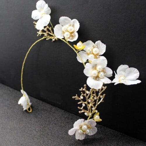 Bridal Wedding Hair Accessories Ornaments Flower Girl Headband Crown for Girls Birthday Crystal Tiara Floral Jewelry Headpiece